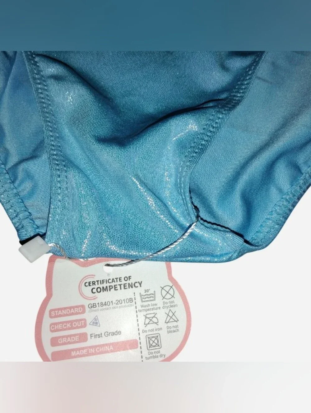 New NWT Girls Light Blue Metallic Shimmer Long Sleeve Leotard Ruffle Shoulder